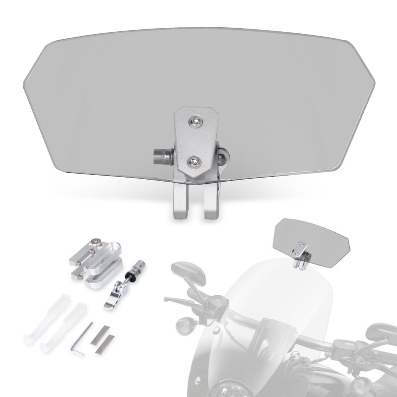 Goldfire Universal Motorcycle Windshield Extension Windscreen Extended Deflector Motorcycle Windshield Adjustable Airflow Wind Deflector for Kawasaki BMW Triumph Motobikes, Dirt Bikes(Color: Clear) - Image 1